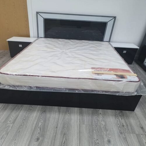 Stanley High Gloss White Brown Storage Bed