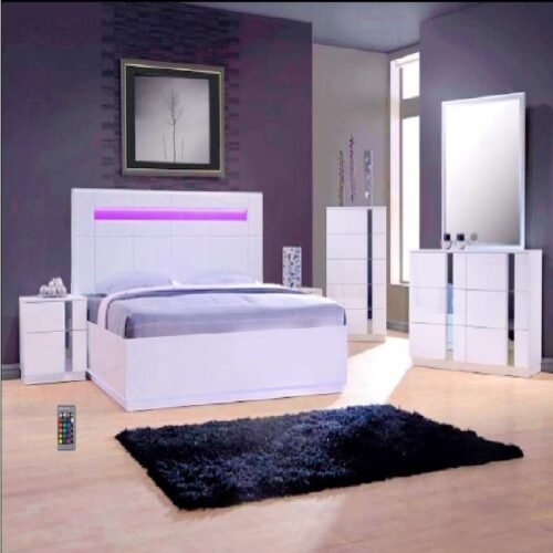 Madrid High White Gloss Storage Bed