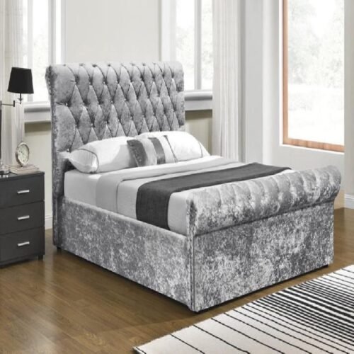 Maple Grey Plush Storage Bed