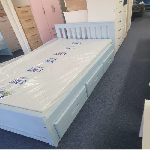 Metro White Single Storage Bed