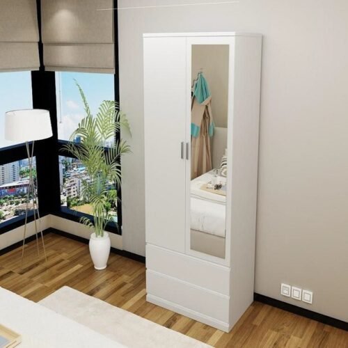 Chesterfield White Sliding Wardrobe 90 cm