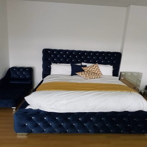 Chicago High BluePlush Storage Bed