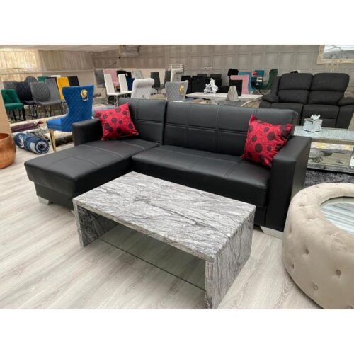 DuoFold Black Corner Sofa