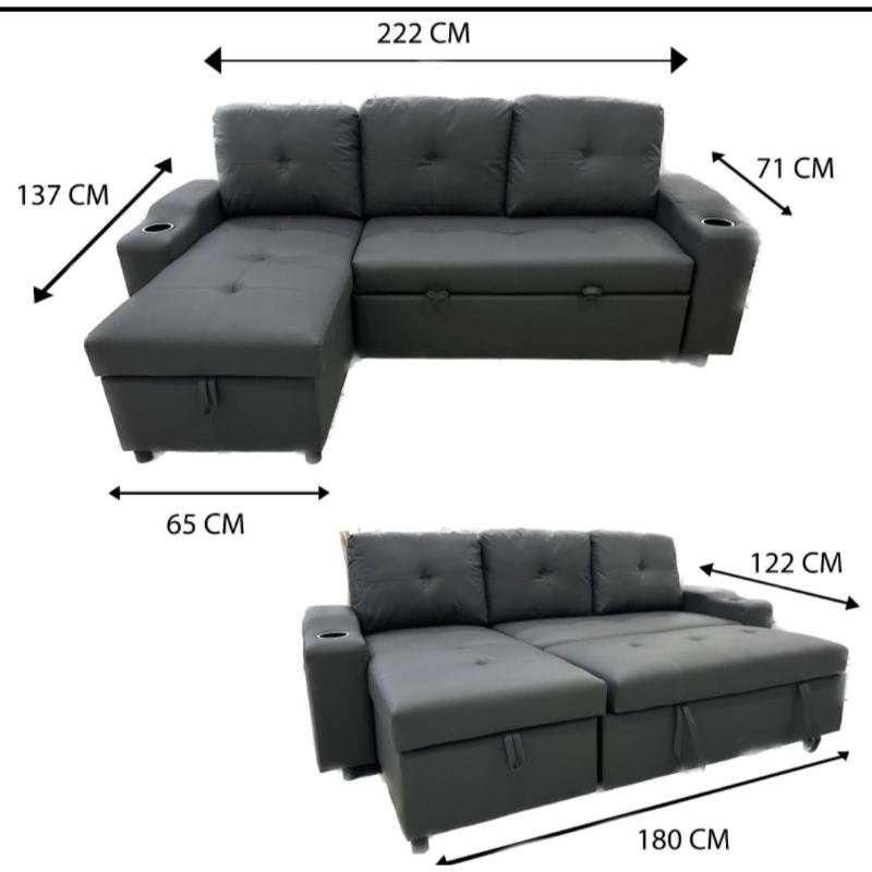 DeepSeat Black Corner Sofa