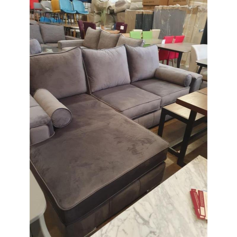 GlideFlex Grey Plush Corner Sofa