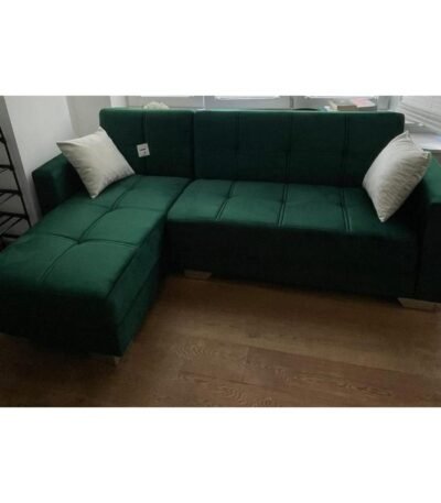 Cuddlio Green Plush Corner Sofa