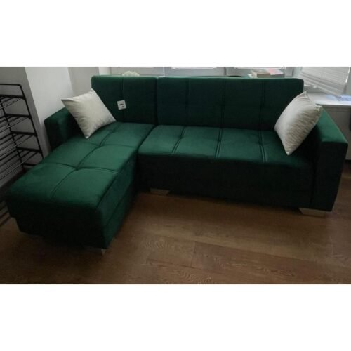 Cuddlio Green Plush Corner Sofa