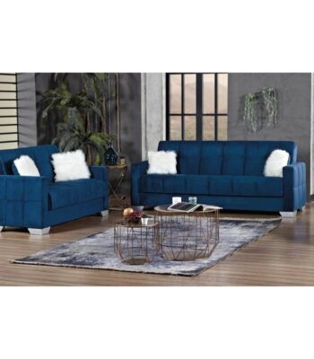 Milan Blue Plush Sofa