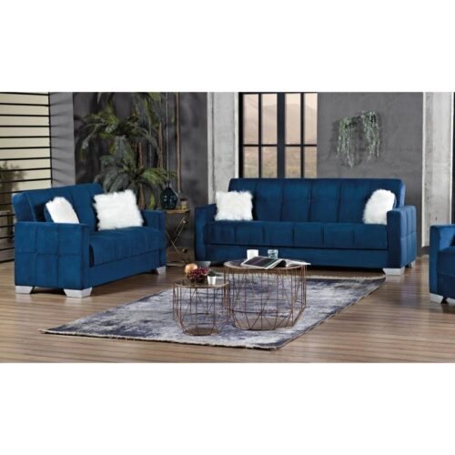 Milan Blue Plush Sofa