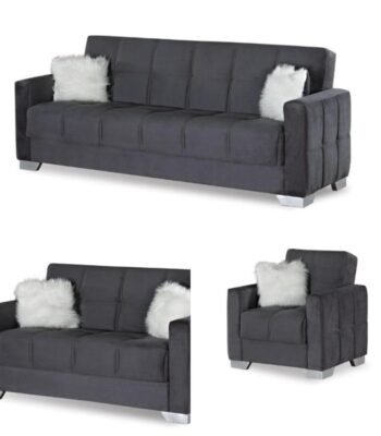 Milan Grey Plush Sofa