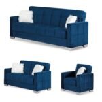 Milan Blue Plush Sofa