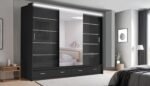 Florence High Gloss Sliding Mirrored Door Wardrobe - Image 5