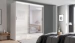 Florence High Gloss Sliding Mirrored Door Wardrobe - Image 3